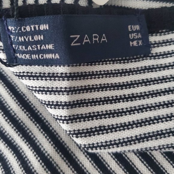 ZARA Premium Knit Drapey Cardigan Open Front Sweater Black White Stripes Winter - Picture 7 of 9